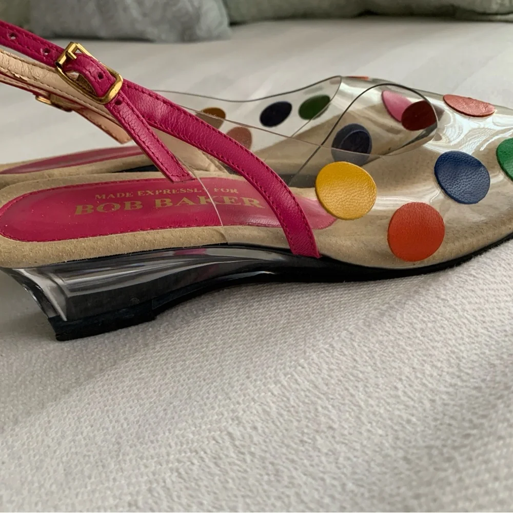 Bob Baker Leather Colorful Polka Dot Slingback Sandals - Picture 2 of 6